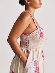 Simply Be White Dolce Vita Shirred Midi Beach Dress - Image 4 of 4