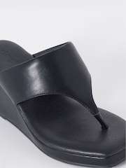 Simply Be Black Wide Fit Wedged Toe Post Heel Sandals - Image 4 of 4