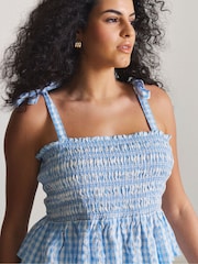 Simply Be Blue Gingham Beach Top and Skirt Co-ord Set - Image 4 of 4