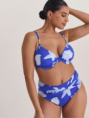 Simply Be Blue Shell Print Bead Detail Bikini Briefs - Image 1 of 4