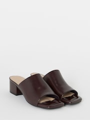 Simply Be Brown Wide Fit Low Block Heel Mules - Image 2 of 4