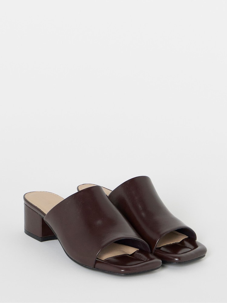 Simply Be Brown Wide Fit Low Block Heel Mules - Image 2 of 4