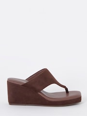 Simply Be Brown Wide Fit Wedged Toe Post Heel Sandals - Image 3 of 4