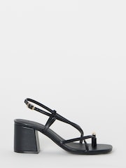 Simply Be Black Wide Fit Toe Loop Hair Hardware Heeled Sandals - Image 2 of 4