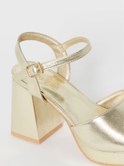Simply Be Gold Extra Wide Fit Platform Heel Sandals - Image 4 of 4