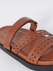 Simply Be Brown Extra Wide Fit Laser Cut Detail Footbed Sandals - Image 3 of 4