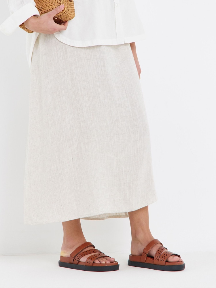 Simply Be Brown Extra Wide Fit Laser Cut Detail Footbed Sandals - Image 4 of 4 Simply Be Brown Extra Wide Fit Laser Cut Detail Footbed Sandals - Image 4 of 4