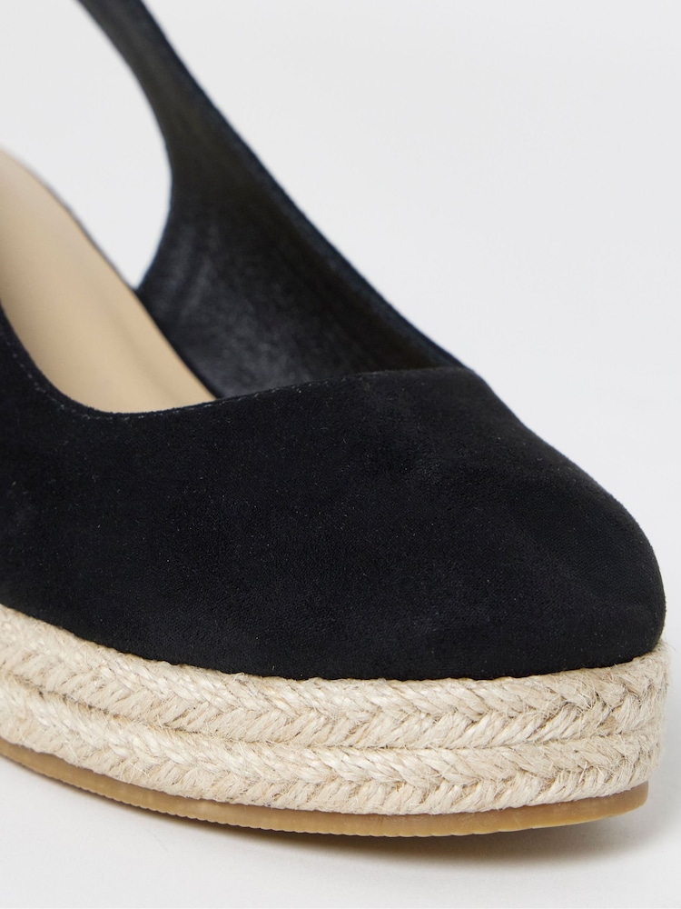 Simply Be Black Wide Fit Espadrille Wedge Slingback Shoes - Image 4 of 4