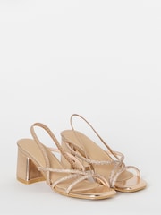 Simply Be Gold Wide Fit Strappy Low Block Heels Sandals - Image 3 of 4