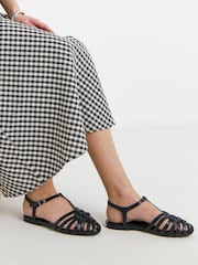 Simply Be Black Extra Wide Fit Woven Fisherman Sandals - Image 1 of 4