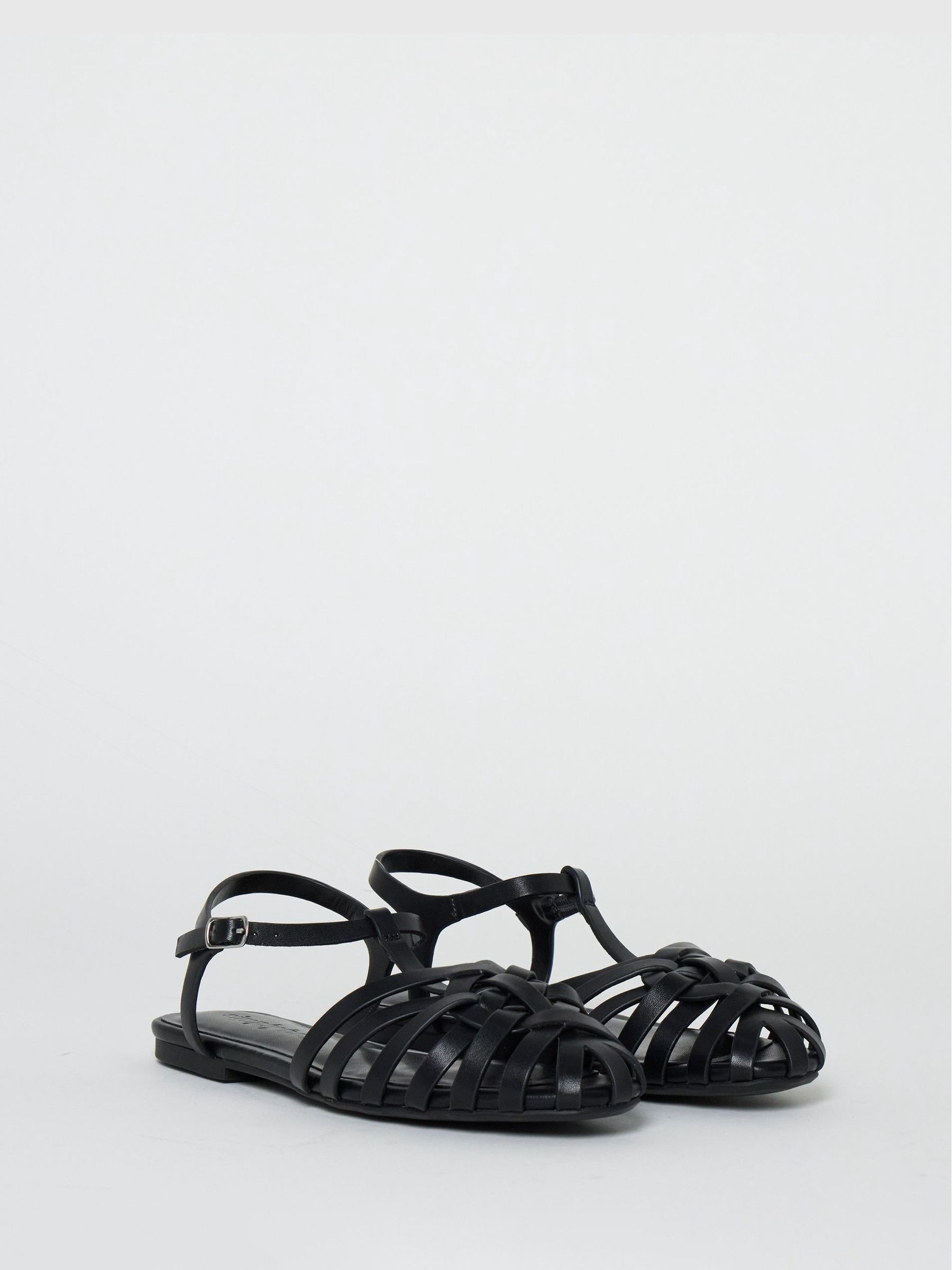 Buy Simply Be Black Extra Wide Fit Woven Fisherman Sandals from