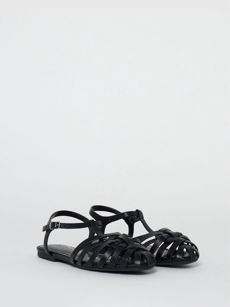 Simply Be Black Extra Wide Fit Woven Fisherman Sandals - Image 2 of 4
