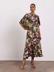 Joanna Hope Black Cape Sleeve Tea Dress - Image 1 of 4