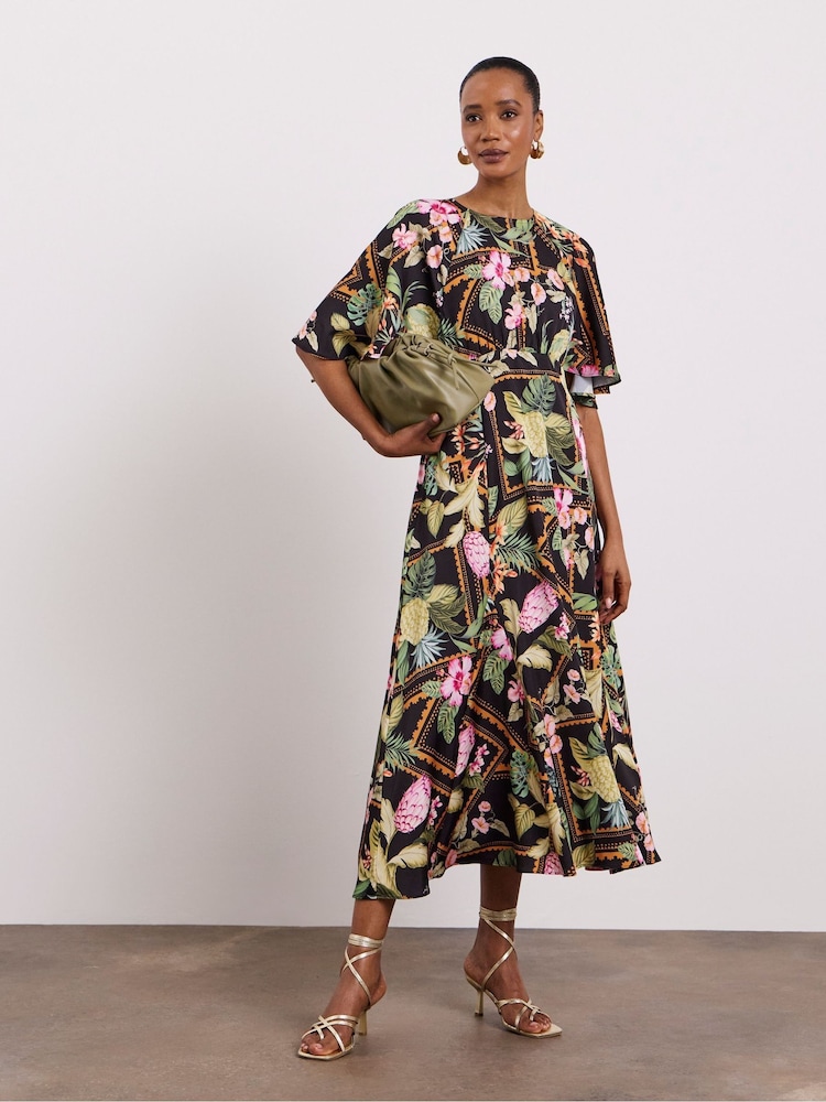 Joanna Hope Black Cape Sleeve Tea Dress - Image 1 of 4