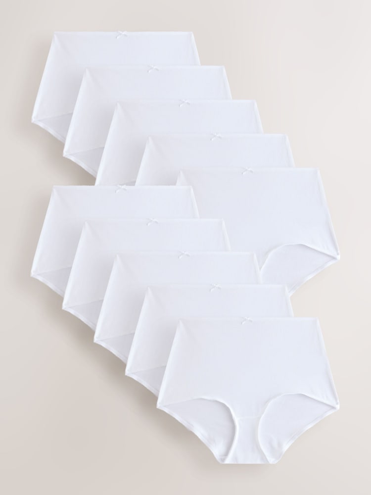 White Full Brief Cotton Rich Knickers 10 Pack - Image 1 of 13