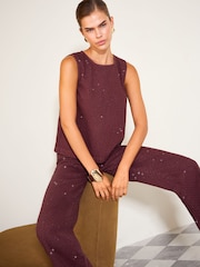 Friends Like These Burgundy Red Premium Embellished Denim Shell Top - Image 3 of 6