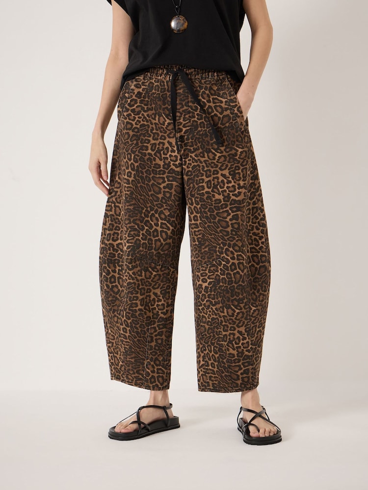Hush Brown Rina Pull On Barrel Leg Trousers - Image 1 of 5