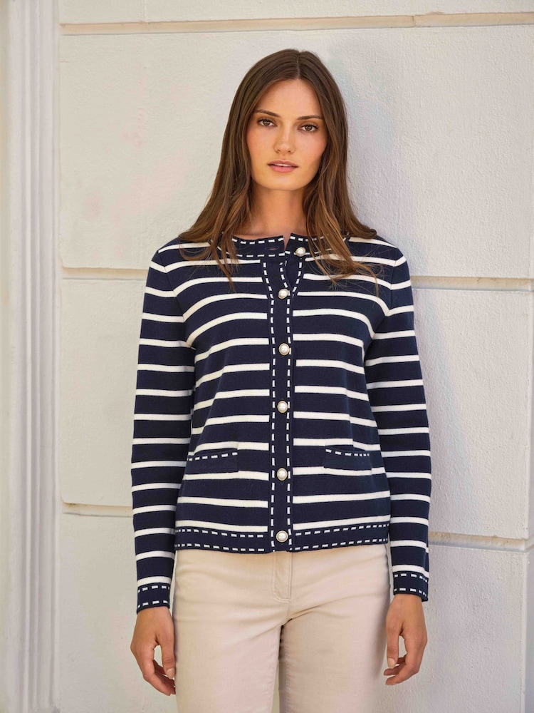 Gestreifte Milano-Jacke aus Baumwolle und Wolle von Pure Collection - Bild 1 von 4