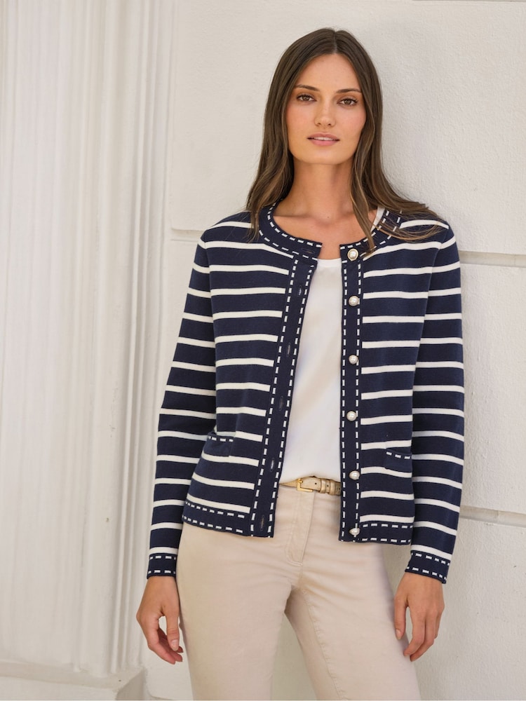 Gestreifte Milano-Jacke aus Baumwolle und Wolle von Pure Collection - Bild 2 von 4
