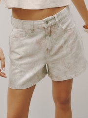 Floral Print High Rise A-Line Denim Shorts - Image 5 of 5