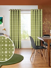 Orla Kiely Olive Textured Flower Made to Measure Curtains - Image 1 of 8