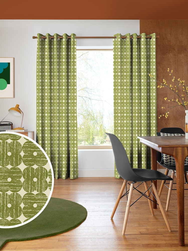 Orla Kiely Olive Textured Flower Made to Measure Curtains - Image 1 of 8 Orla Kiely Olive Textured Flower Made to Measure Curtains - Image 1 of 8