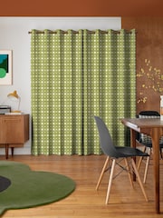 Orla Kiely Olive Textured Flower Made to Measure Curtains - Image 2 of 8