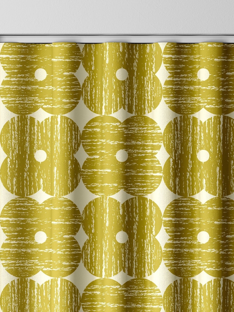 Orla Kiely Yellow Textured Flower Made to Measure Curtains - Image 8 of 8