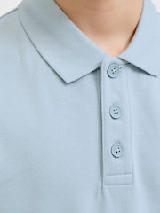 JACK & JONES JUNIOR Blue Polo Top And Sweat Shorts Set - Image 5 of 9