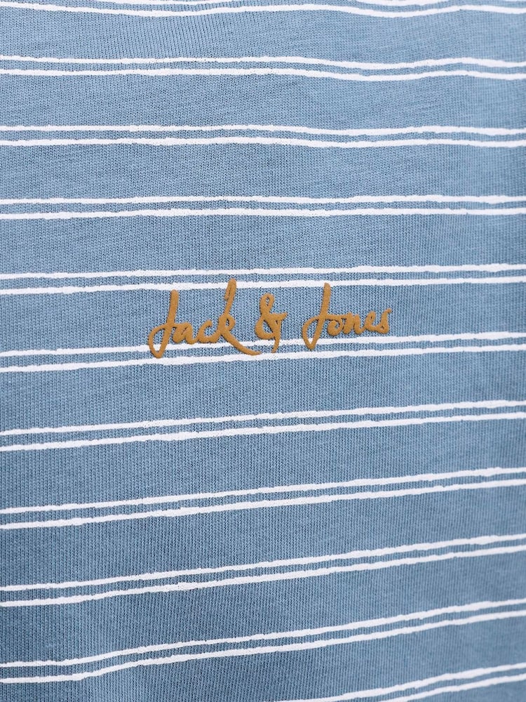 JACK & JONES JUNIOR Blue Striped Short Sleeve T-Shirt - Image 5 of 5