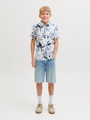 JACK & JONES JUNIOR White All Over Print Short Sleeve Shirt - Image 4 of 6