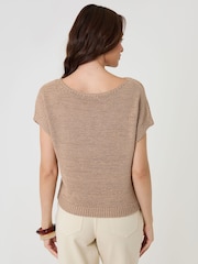 Threadbare Brown Slash Neck Short Sleeve Jumper - Image 2 of 4