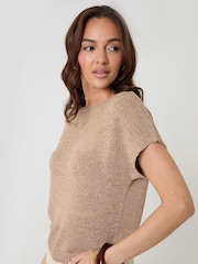 Threadbare Brown Slash Neck Short Sleeve Jumper - Image 4 of 4