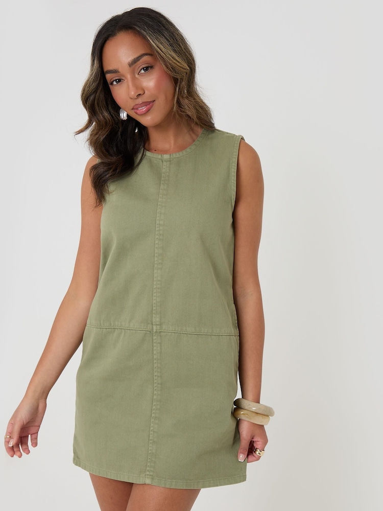 綠色 - Threadbare Denim Mini Shift Dress - 圖片 1/4