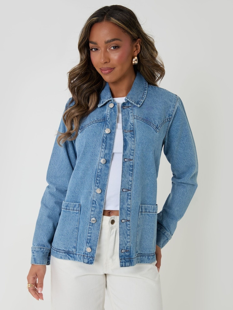 Threadbare Blue Belted Denim Jacket - Image 1 of 5