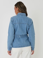Threadbare Blue Belted Denim Jacket - Image 2 of 5