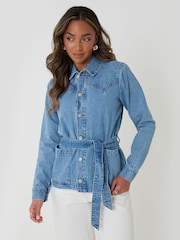 Threadbare Blue Belted Denim Jacket - Image 3 of 5