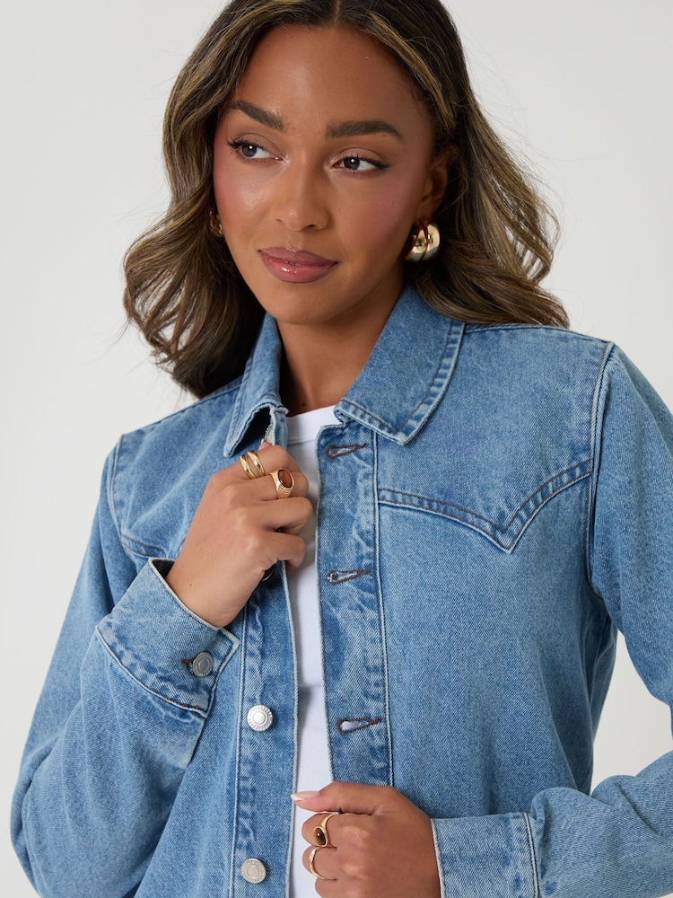 Threadbare Blue Belted Denim Jacket - Image 5 of 5