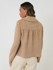 Threadbare Faux Suede Peter Pan Collar Cropped Jacket - 圖片 2/5