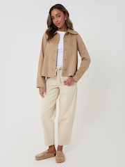 Threadbare Faux Suede Peter Pan Collar Cropped Jacket - 圖片 3/5