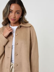 Threadbare Faux Suede Peter Pan Collar Cropped Jacket - 圖片 4/5