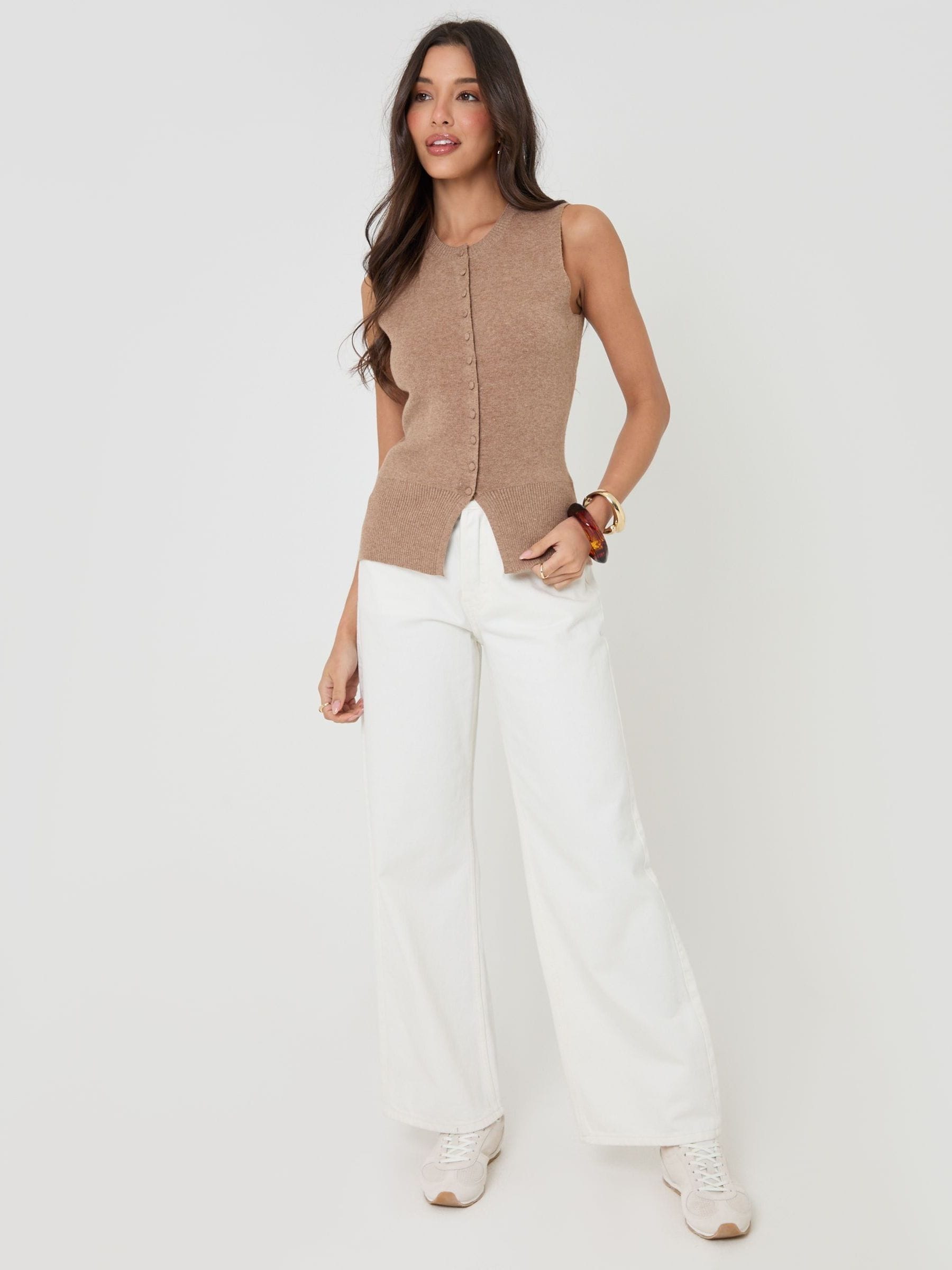 Buy Threadbare Brown Crew Neck Compact Knit Vest from Next USA