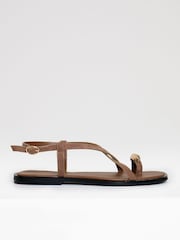 Threadbare Brown Cross Strap Toe Loop Sandals - Image 4 of 6
