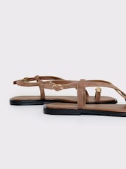 Threadbare Brown Cross Strap Toe Loop Sandals - Image 6 of 6