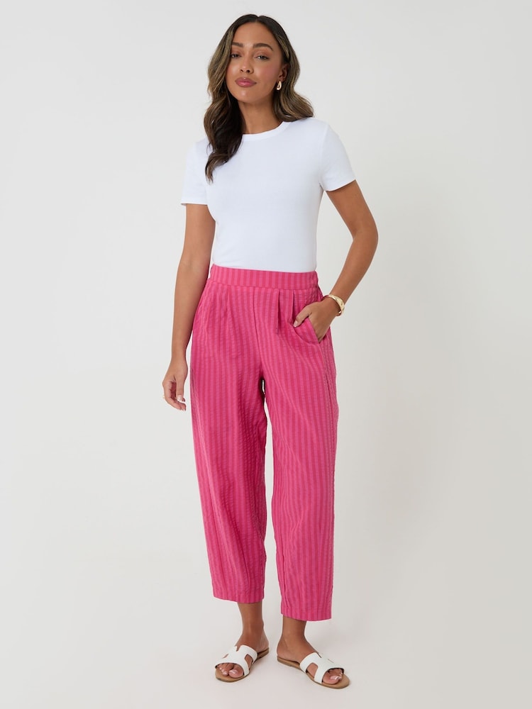 Threadbare Pink Stripe Barrel Leg Trousers - Image 1 of 4