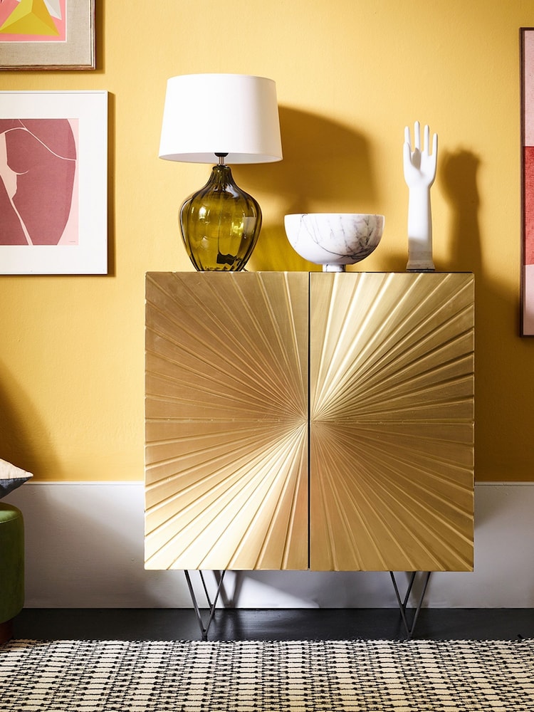 Swoon Brass Ziggy Mango Wood Two Door Cabinet - Image 1 of 8