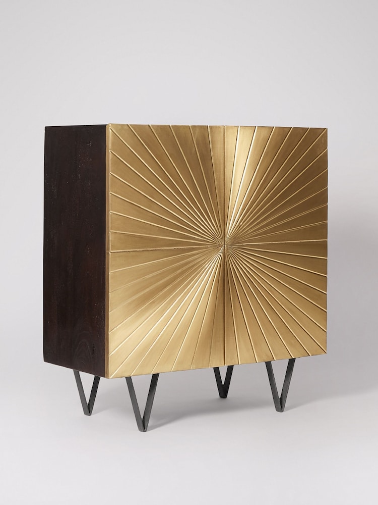 Swoon Brass Ziggy Mango Wood Two Door Cabinet - Image 2 of 8