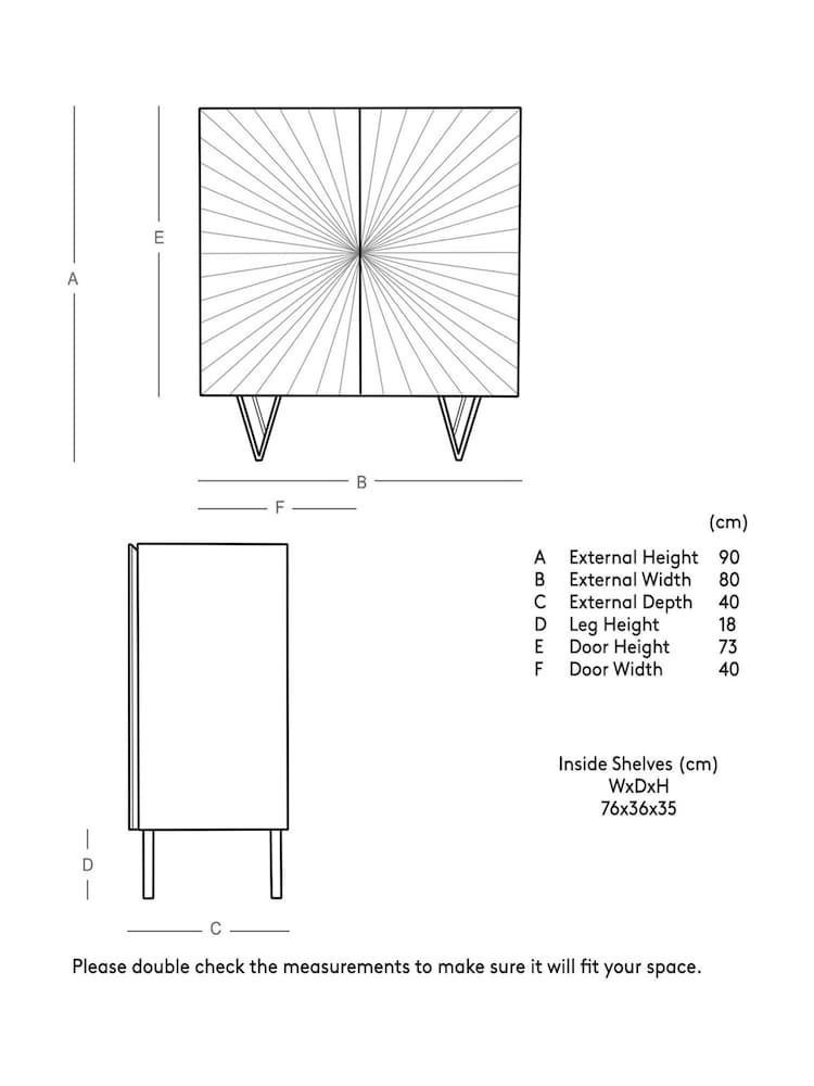 Swoon Brass Ziggy Mango Wood Two Door Cabinet - Image 8 of 8