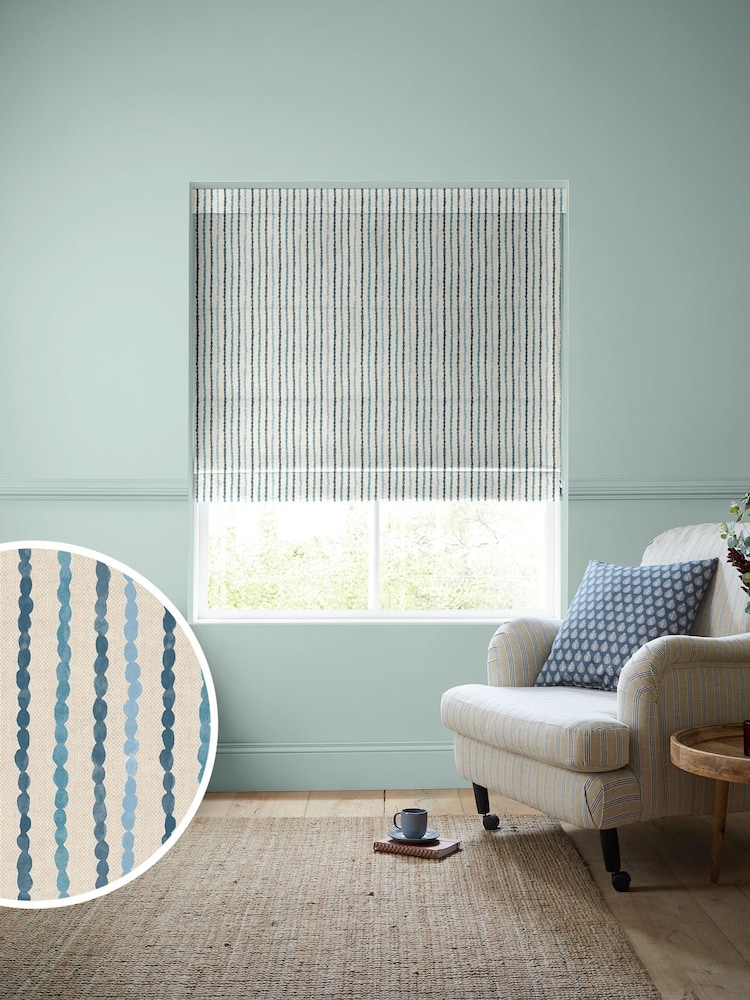 Emily Bond Blue Moroccan Stripe Made to Measure Blinds - Image 1 of 6 Emily Bond Blue Moroccan Stripe Made to Measure Blinds - Image 1 of 6