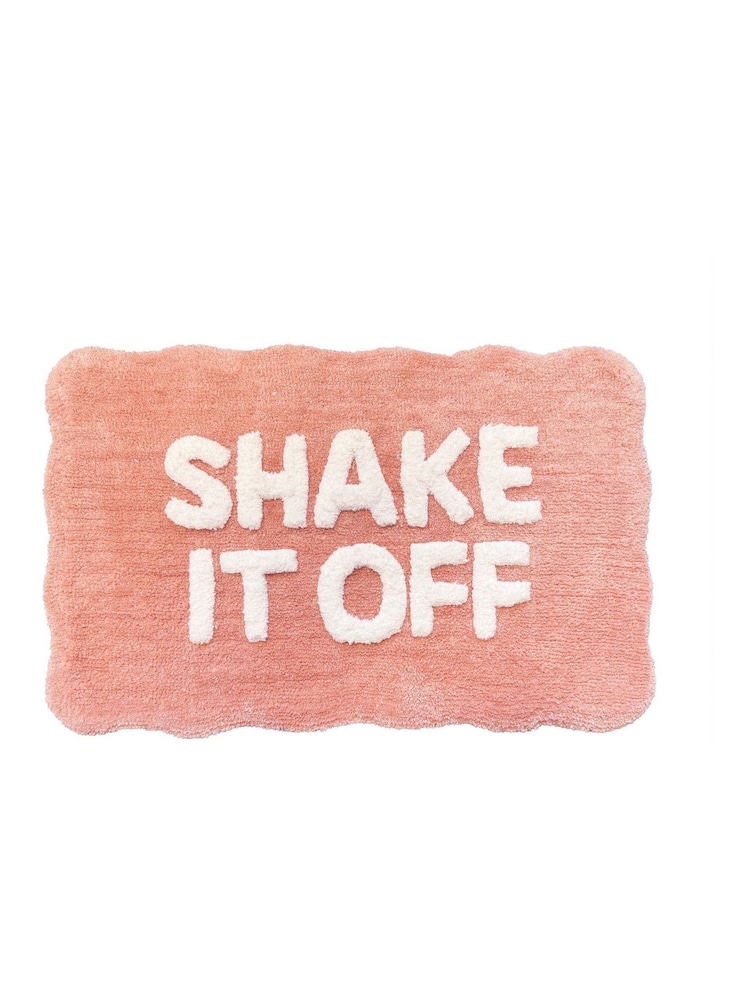 Mooky Mats Pink White Shake It Off Slogan Bath Mat - Image 2 of 4 Mooky Mats Pink White Shake It Off Slogan Bath Mat - Image 2 of 4